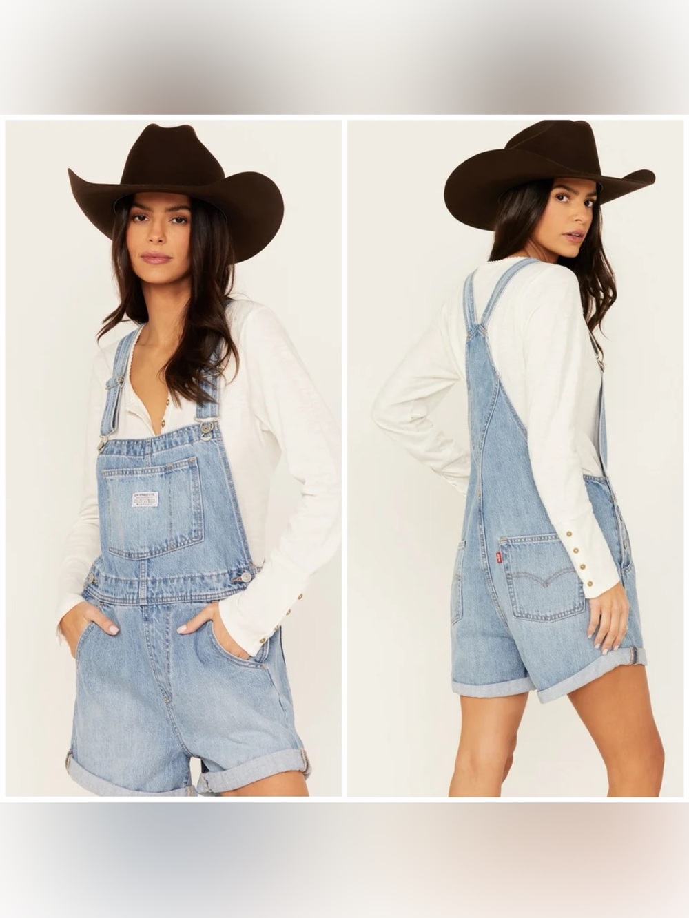 Levis Vintage Women's Denim Shortalls Overalls Light Wash Blue Cotton Shorts XL